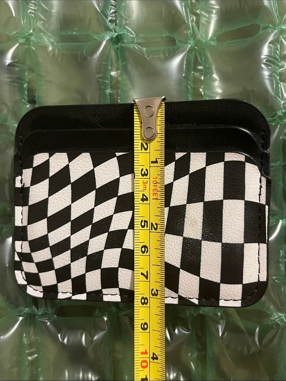 Black & White Optical Checkered Slim Card Holder